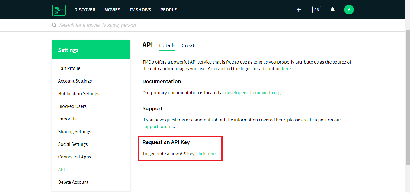 Api key generator. Tmdb api key.